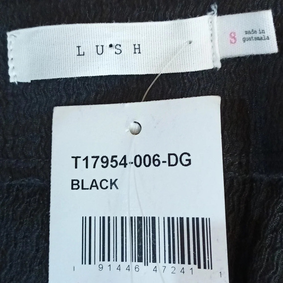 New Lush crinkle textured long sleeve top with gold accent buttons sz S - Picture 8 of 9